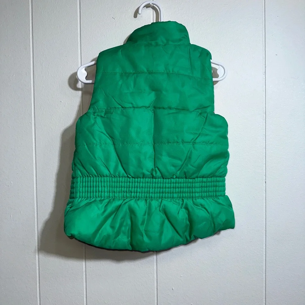 Rocawear Girls‎ Green Puffer Vest Pink Fleece Lining 3T Quilted Zip Up Mock Neck